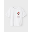 NAME IT KIDS Hominu T-shirt - Bright White / Wild Heart