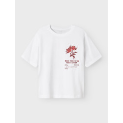NAME IT KIDS Hominu T-shirt - Bright White / Wild Heart