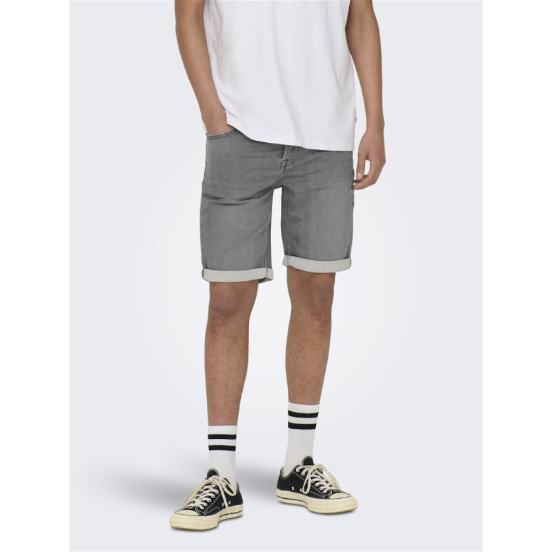 ONLY & SONS Ply Denim Shorts - Grey Denim