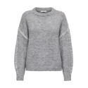JDY Zoey Stitch Strik Pullover - Light Grey Melange
