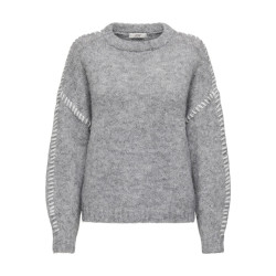 JDY Zoey Stitch Strik Pullover - Light Grey Melange