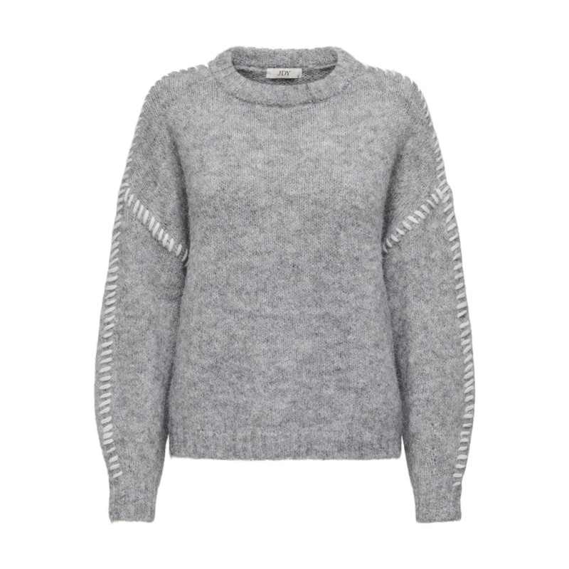 JDY Zoey Stitch Strik Pullover - Light Grey Melange