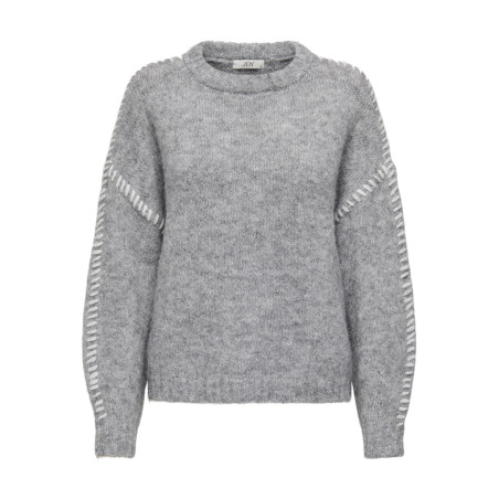 JDY Zoey Stitch Strik Pullover - Light Grey Melange