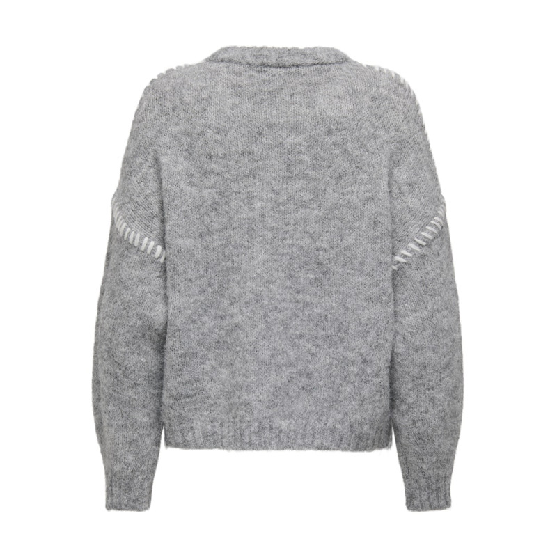 JDY Zoey Stitch Strik Pullover - Light Grey Melange