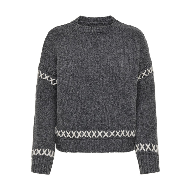 ONLY Amanda Life Strik Sweater - Dark Grey Melange