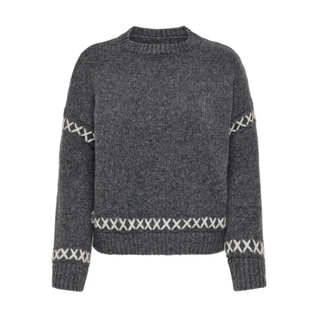 ONLY Amanda Life Strik Sweater - Dark Grey Melange