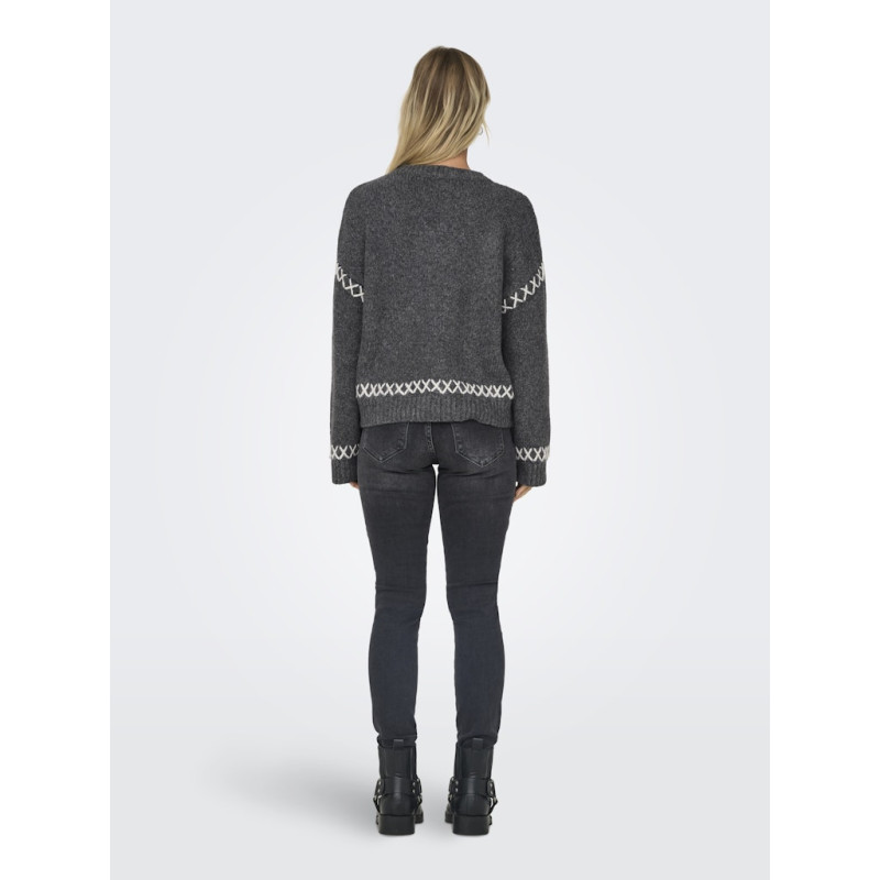 ONLY Amanda Life Strik Sweater - Dark Grey Melange