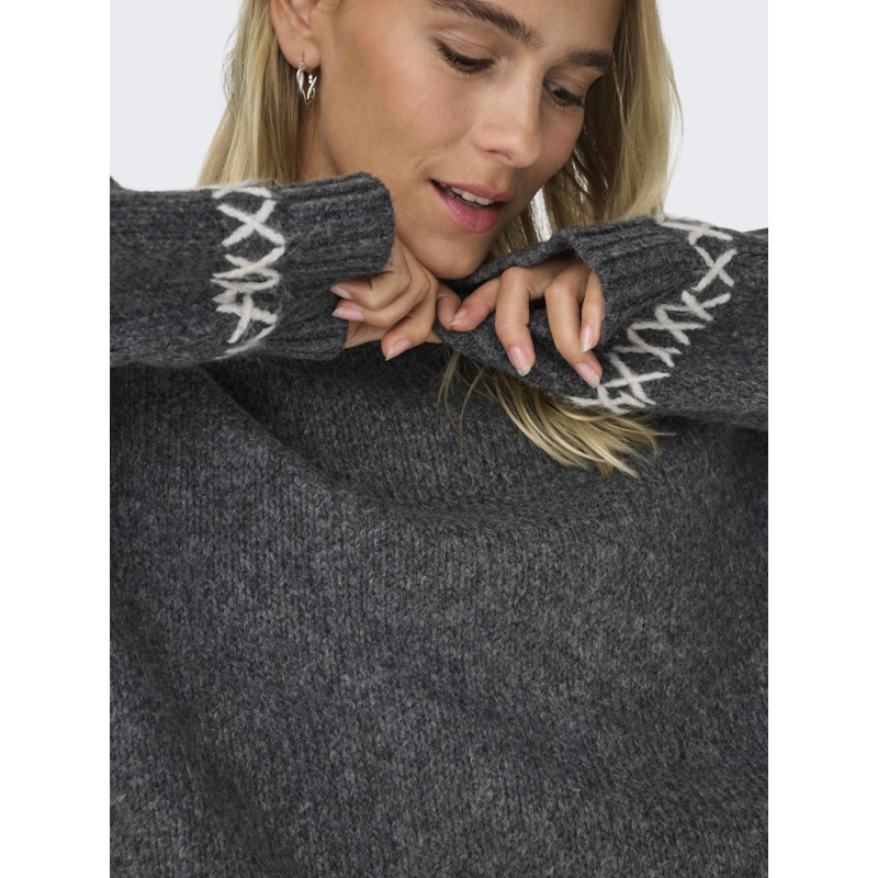 ONLY Amanda Life Strik Sweater - Dark Grey Melange