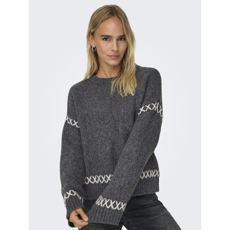 ONLY Amanda Life Strik Sweater - Dark Grey Melange