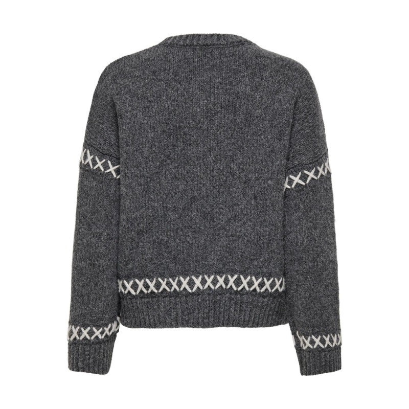 ONLY Amanda Life Strik Sweater - Dark Grey Melange