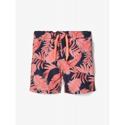 NAME IT mini Zaxx lange badeshorts - Neon Coral