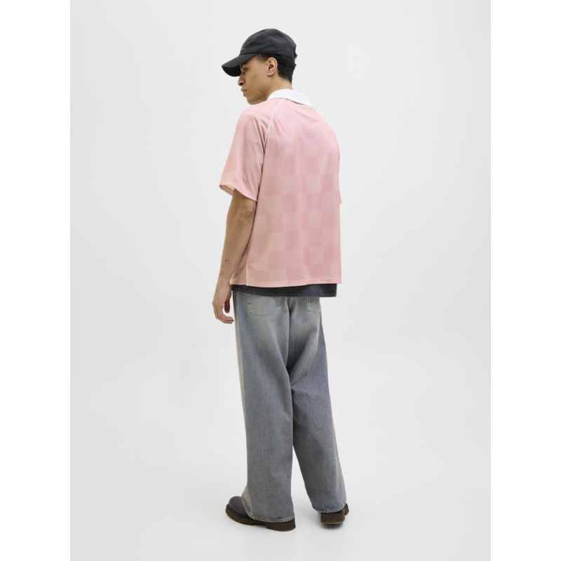 JACK & JONES CORE Retreat Mesh Polo - Pink Icing / Grey Flannel