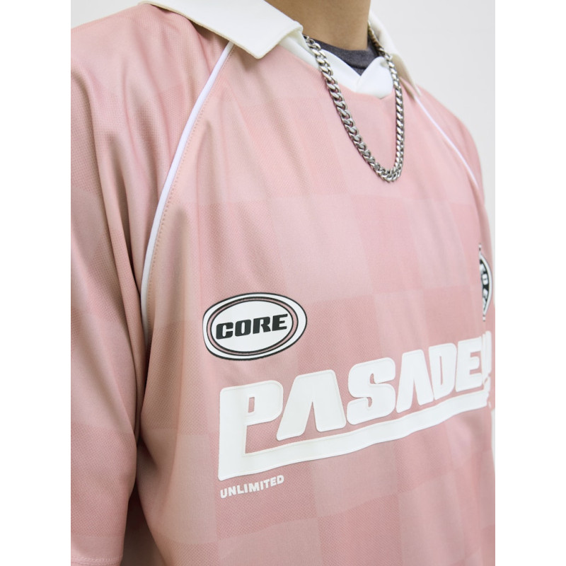 JACK & JONES CORE Retreat Mesh Polo - Pink Icing / Grey Flannel