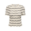 ONLY Annasofia Life S/S Stribet Strik Top - Birch