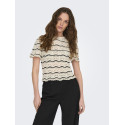 ONLY Annasofia Life S/S Stribet Strik Top - Birch