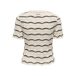 ONLY Annasofia Life S/S Stribet Strik Top - Birch