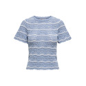 ONLY Annasofia Life S/S Stribet Strik Top - Forever Blue