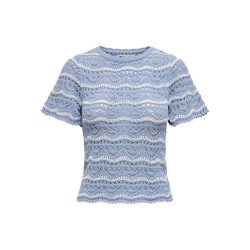 ONLY Annasofia Life S/S Stribet Strik Top - Forever Blue