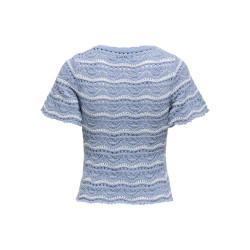 ONLY Annasofia Life S/S Stribet Strik Top - Forever Blue