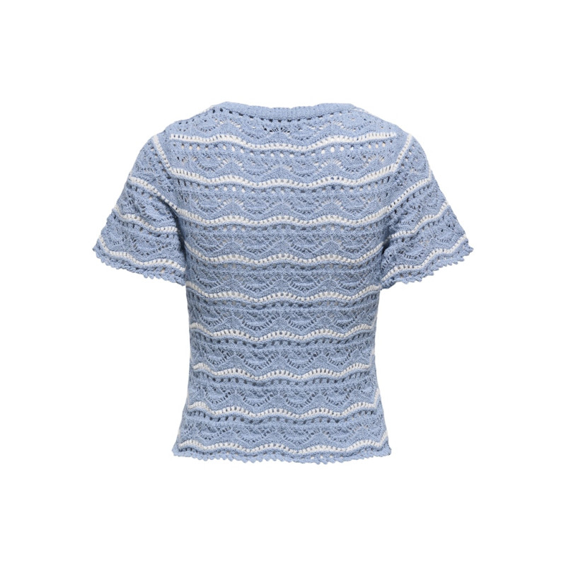 ONLY Annasofia Life S/S Stribet Strik Top - Forever Blue