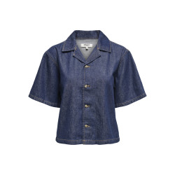 ONLY Ellis S/S Denim Skjorte - Dark Blue Denim
