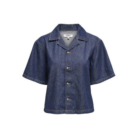 ONLY Ellis S/S Denim Skjorte - Dark Blue Denim