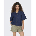 ONLY Ellis S/S Denim Skjorte - Dark Blue Denim