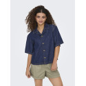 ONLY Ellis S/S Denim Skjorte - Dark Blue Denim