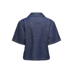ONLY Ellis S/S Denim Skjorte - Dark Blue Denim