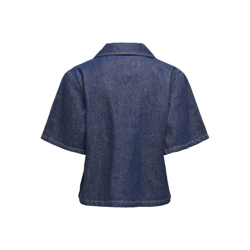 ONLY Ellis S/S Denim Skjorte - Dark Blue Denim