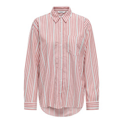 ONLY Windy Life Hør Skjorte - Cloud Dancer / High Risk Red