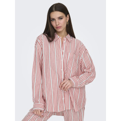 ONLY Windy Life Hør Skjorte - Cloud Dancer / High Risk Red