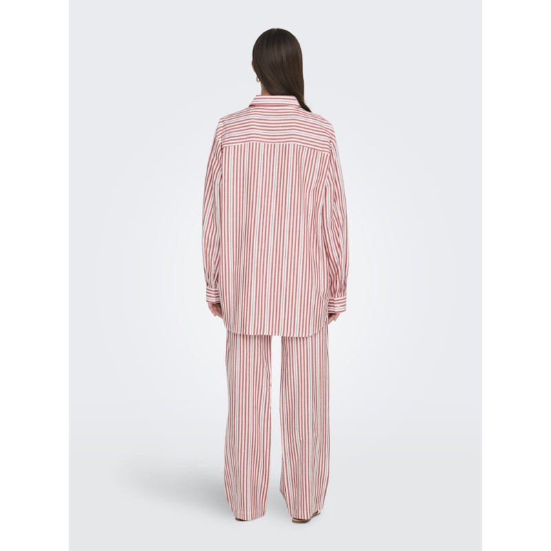 ONLY Windy Life Hør Skjorte - Cloud Dancer / High Risk Red