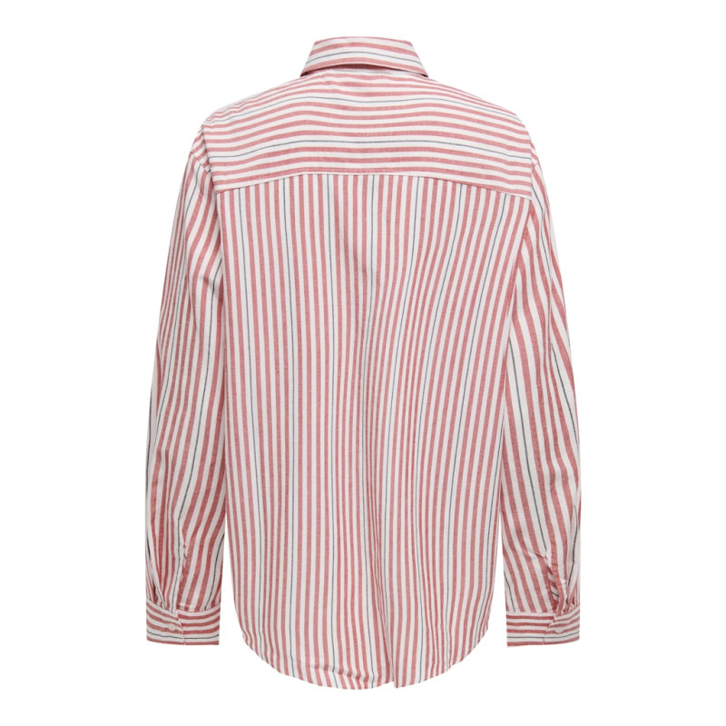 ONLY Windy Life Hør Skjorte - Cloud Dancer / High Risk Red