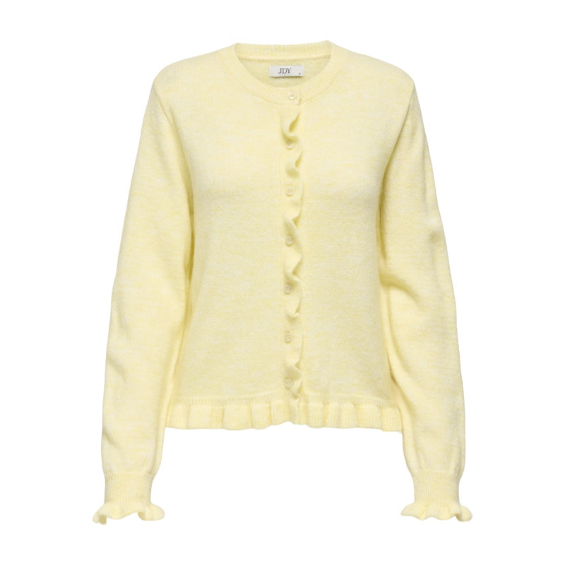 JDY Letty L/S Strik Cardigan Med Flæser - Pastel Yellow