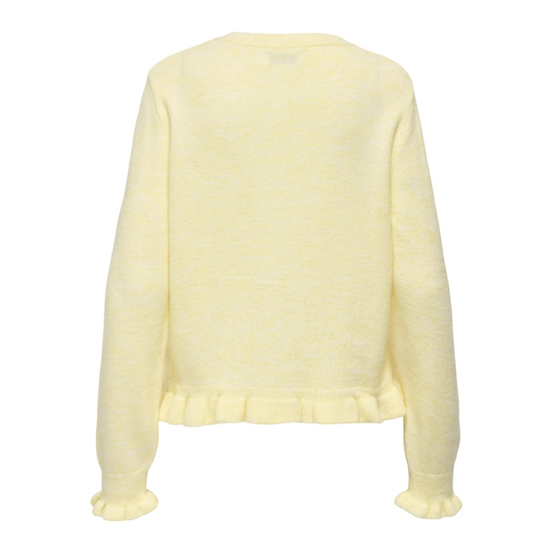 JDY Letty L/S Strik Cardigan Med Flæser - Pastel Yellow