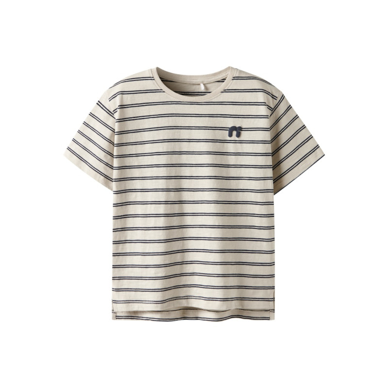 NAME IT KIDS Voby S/S T-shirt - Whitecap Gray / Navy Blazer