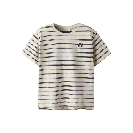 NAME IT KIDS Voby S/S T-shirt - Whitecap Gray / Navy Blazer