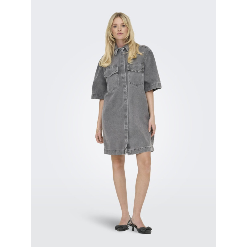 ONLY Sophie S/S Oversized Denim Kjole - Medium Grey Denim