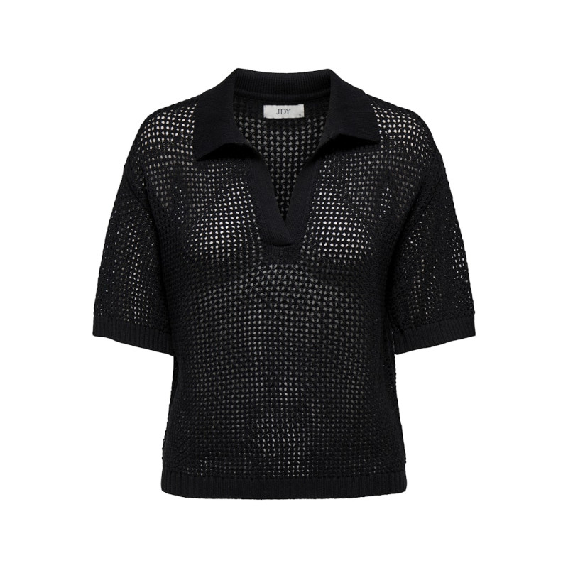 JDY Tikka Kortærmet Polo M. Hulmønster - Sort