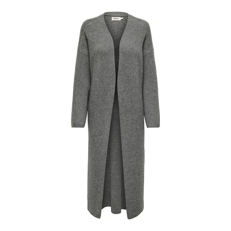 ONLY Alpha L/S Maxi Strik Cardigan - Medium Grey Melange
