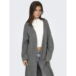 ONLY Alpha L/S Maxi Strik Cardigan - Medium Grey Melange