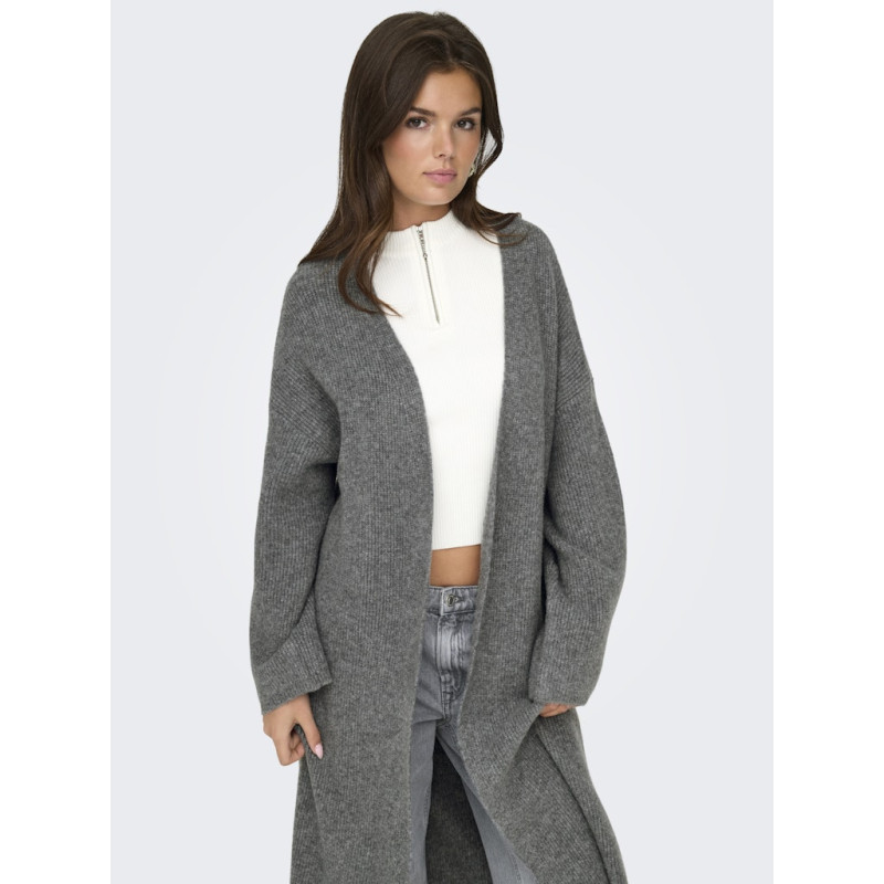 ONLY Alpha L/S Maxi Strik Cardigan - Medium Grey Melange