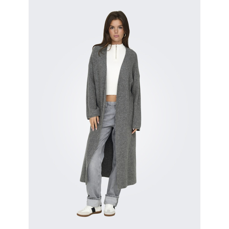 ONLY Alpha L/S Maxi Strik Cardigan - Medium Grey Melange
