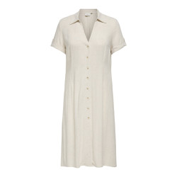 ONLY CARMAKOMA Siesta S/S Midaxi Hør Kjole - Moonbeam