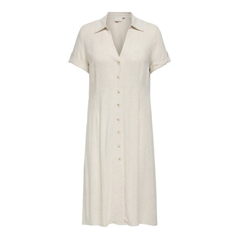 ONLY CARMAKOMA Siesta S/S Midaxi Hør Kjole - Moonbeam