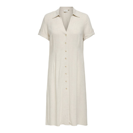 ONLY CARMAKOMA Siesta S/S Midaxi Hør Kjole - Moonbeam