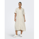 ONLY CARMAKOMA Siesta S/S Midaxi Hør Kjole - Moonbeam
