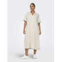 ONLY CARMAKOMA Siesta S/S Midaxi Hør Kjole - Moonbeam
