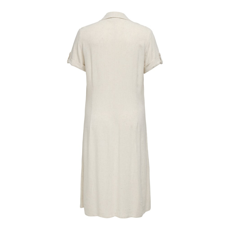 ONLY CARMAKOMA Siesta S/S Midaxi Hør Kjole - Moonbeam
